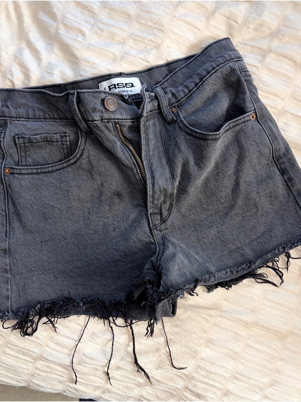 RSQ Women's Charcoal Gray Frayed Denim Cutoff Shorts